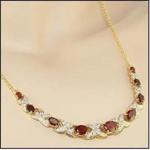 5.19 CT Garnet & Diamond Designer Necklace $1,500